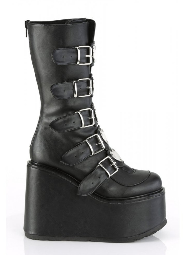 Super High Heel Platform Boots | Mid-Calf Plus Size single black boot
